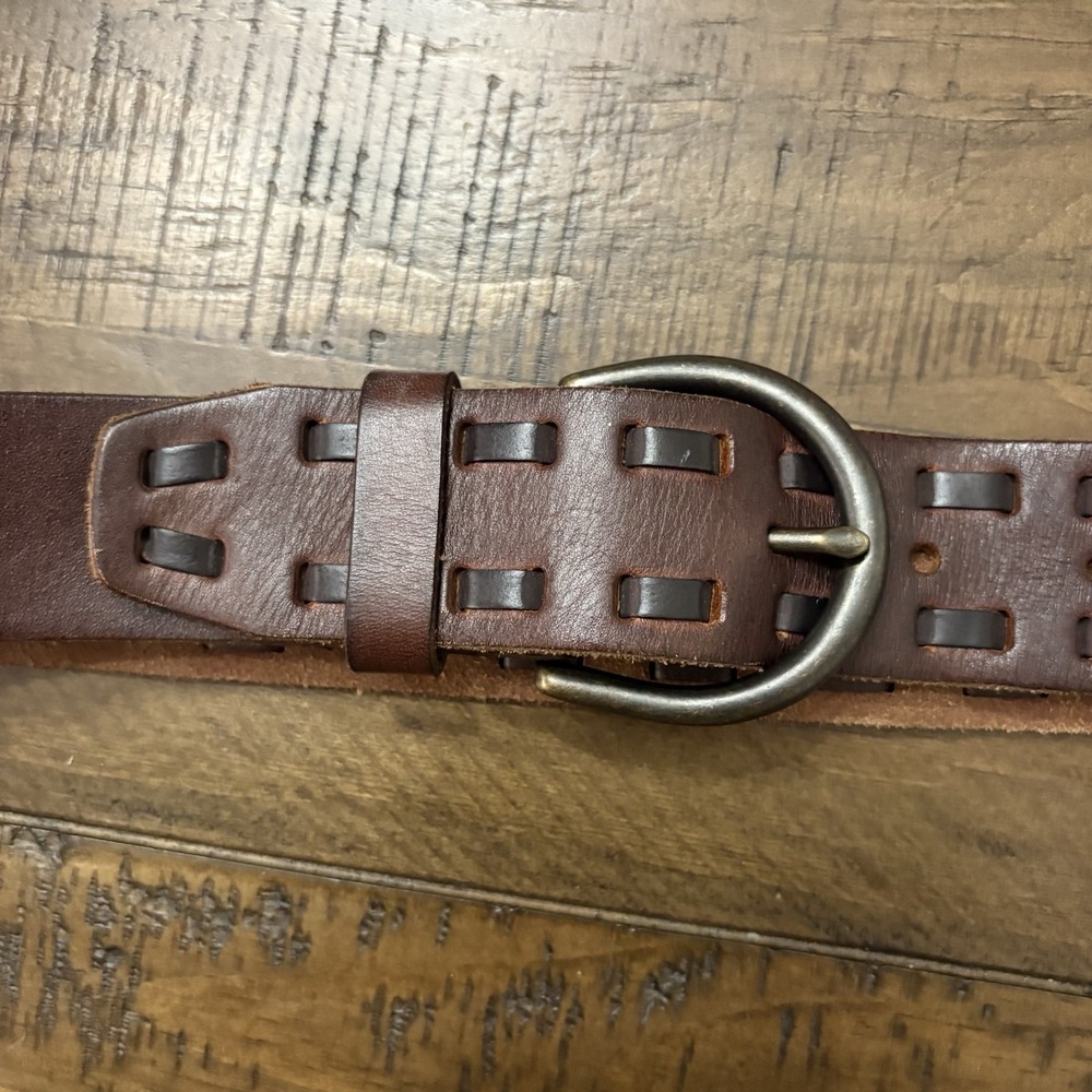 Laced Genuine Leather Belt Brown Women's Size 34